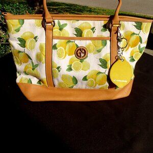 Giani Bernini Lemon Canvas Large Shoulder Bag NWOT